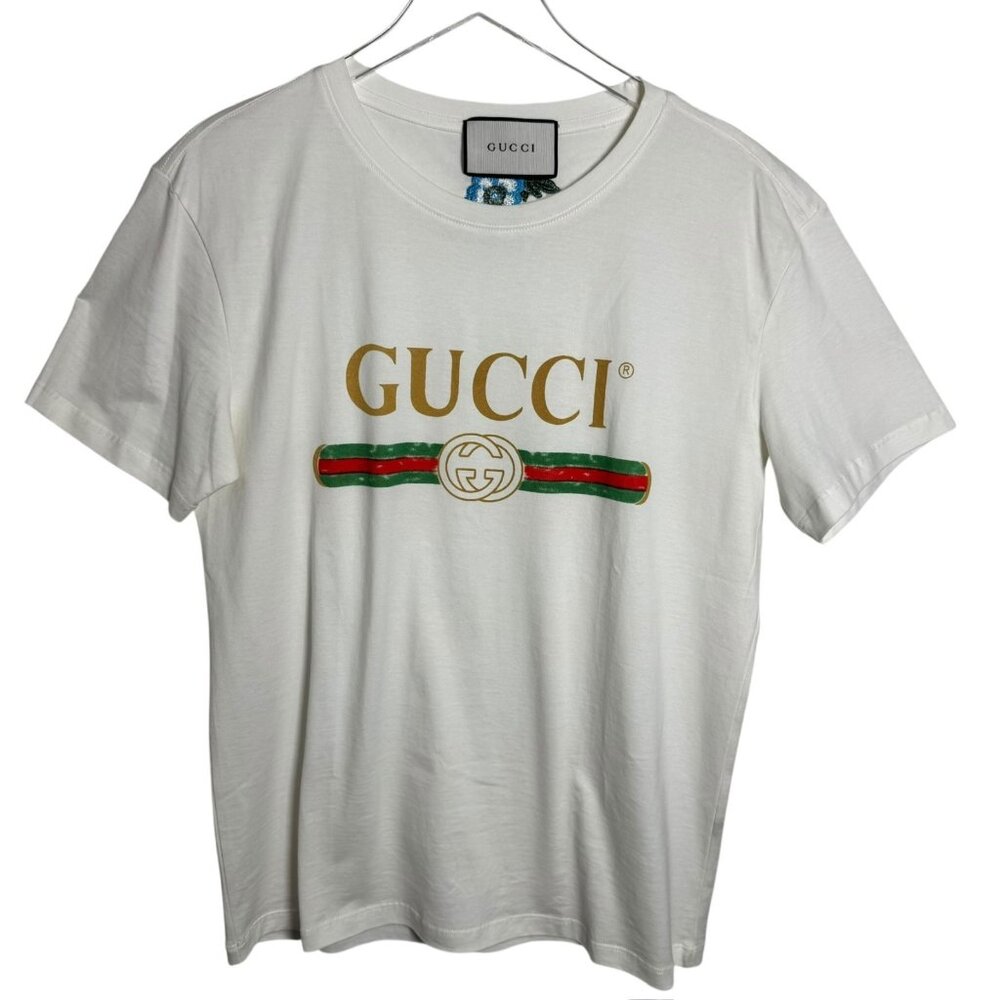 Gucci womens oversized white logo tee with embroidery size Large - Picture 2 of 9
